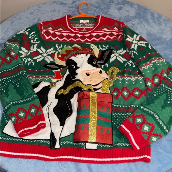 Holiday Time Sweaters - Cow Ugly Christmas Sweater